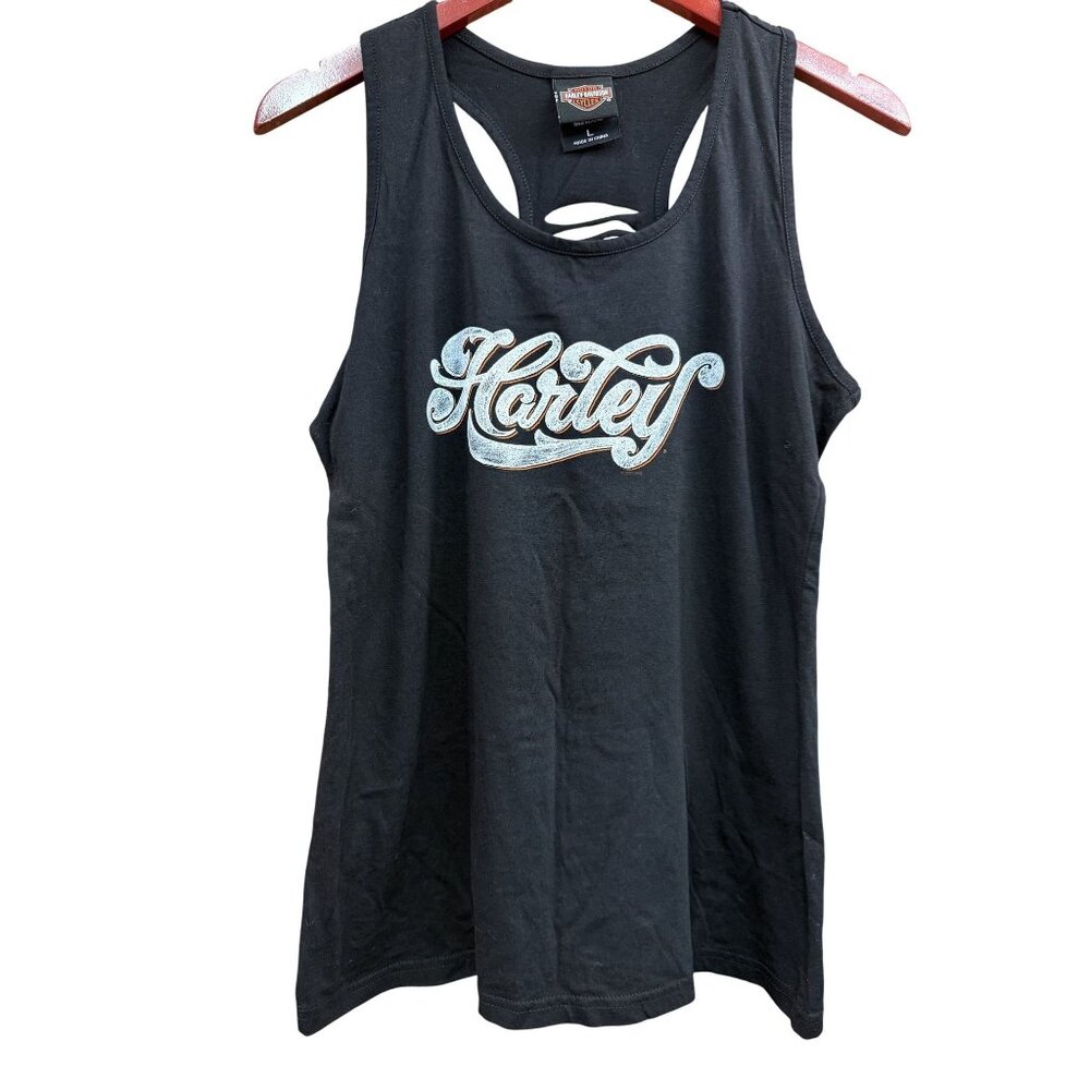 Harley-Davidson Womens Black Tank Top With Racerback Cutout Design Myrtle Beach